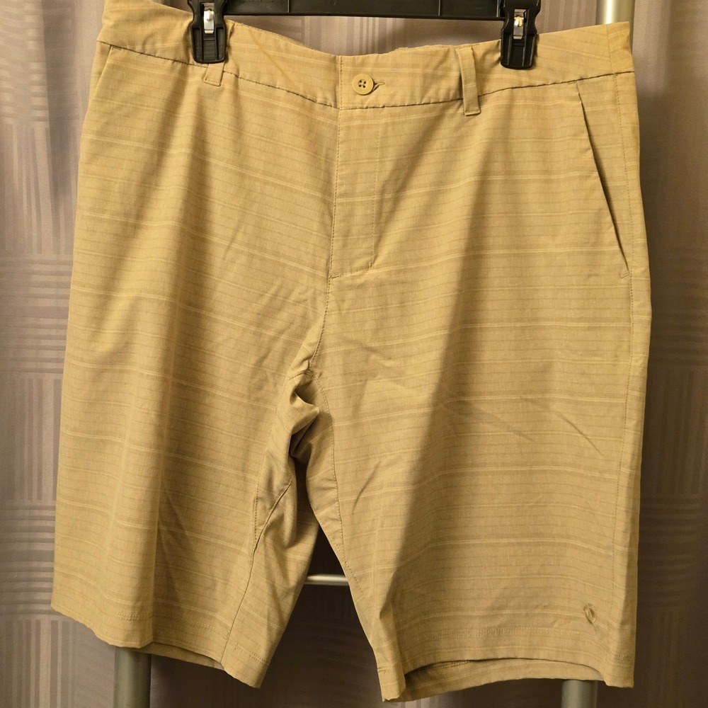 Hang Ten Mens Hybrid Shorts Size‎ 36 Khaki Tan Stretch Quick Dry Slub Texture